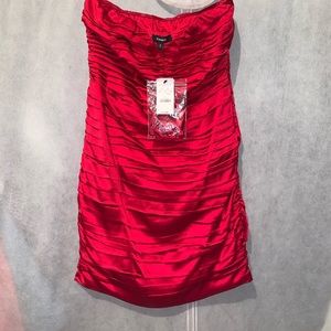 NWT Express Silk Red Strapless Mini Dress Size 4